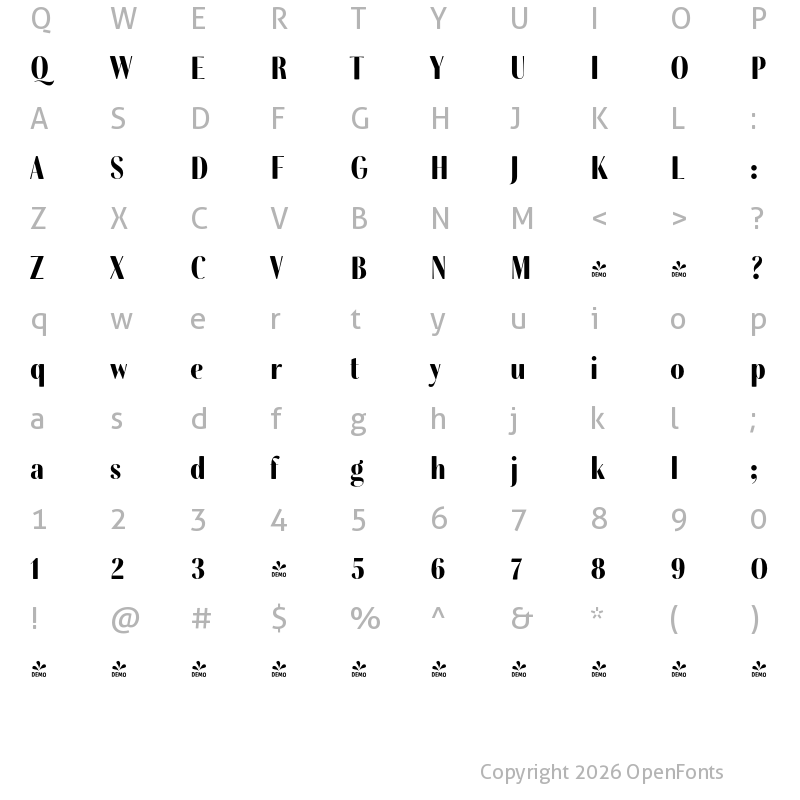 Character Map of FONTSPRING DEMO - CombinadoSans Bd Regular