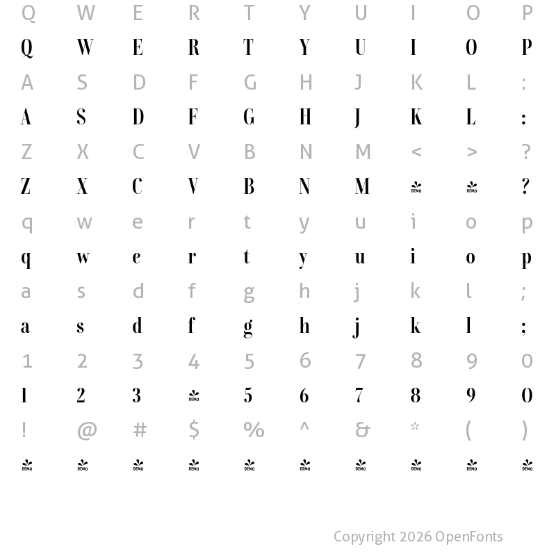Character Map of FONTSPRING DEMO - CombinadoSrf Rg Regular