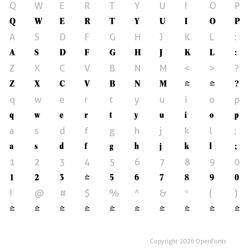 Character Map of FONTSPRING DEMO - Concept Pro Cd Bold