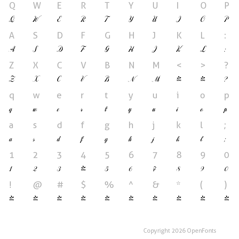 Character Map of FONTSPRING DEMO - Concrete Stencil Regular