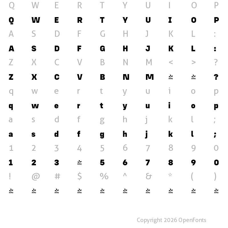 Character Map of FONTSPRING DEMO - Config Alt ExtraBold Regular