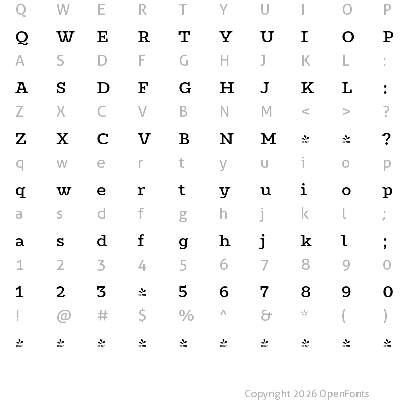 Character Map of FONTSPRING DEMO - Constant Bold Regular