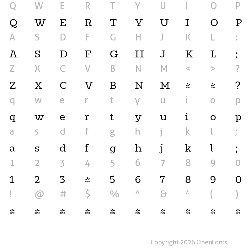 Character Map of FONTSPRING DEMO - Constant Medium Regular