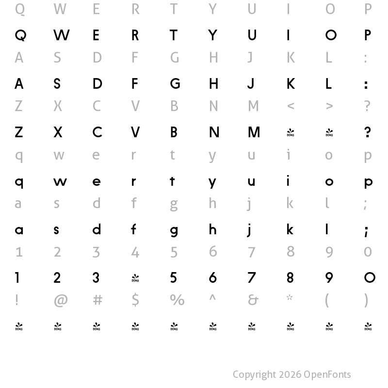 Character Map of FONTSPRING DEMO - Constroke Medium Bold