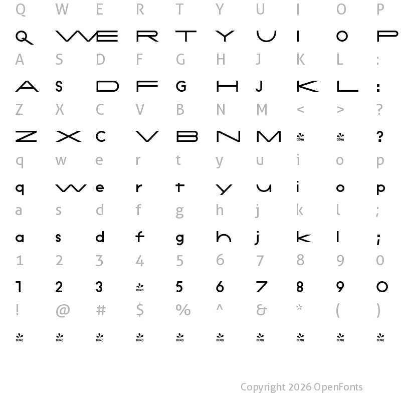 Character Map of FONTSPRING DEMO - Constroke Medium Ultra Expanded Bold