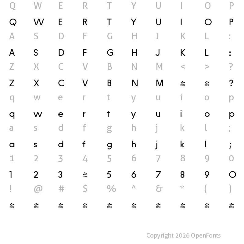 Character Map of FONTSPRING DEMO - Constroke Regular