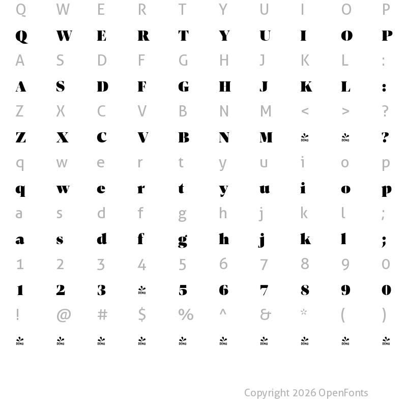 Character Map of FONTSPRING DEMO - Contane Heavy Regular