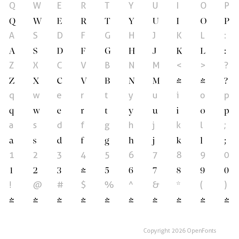 Character Map of FONTSPRING DEMO - Contane Regular