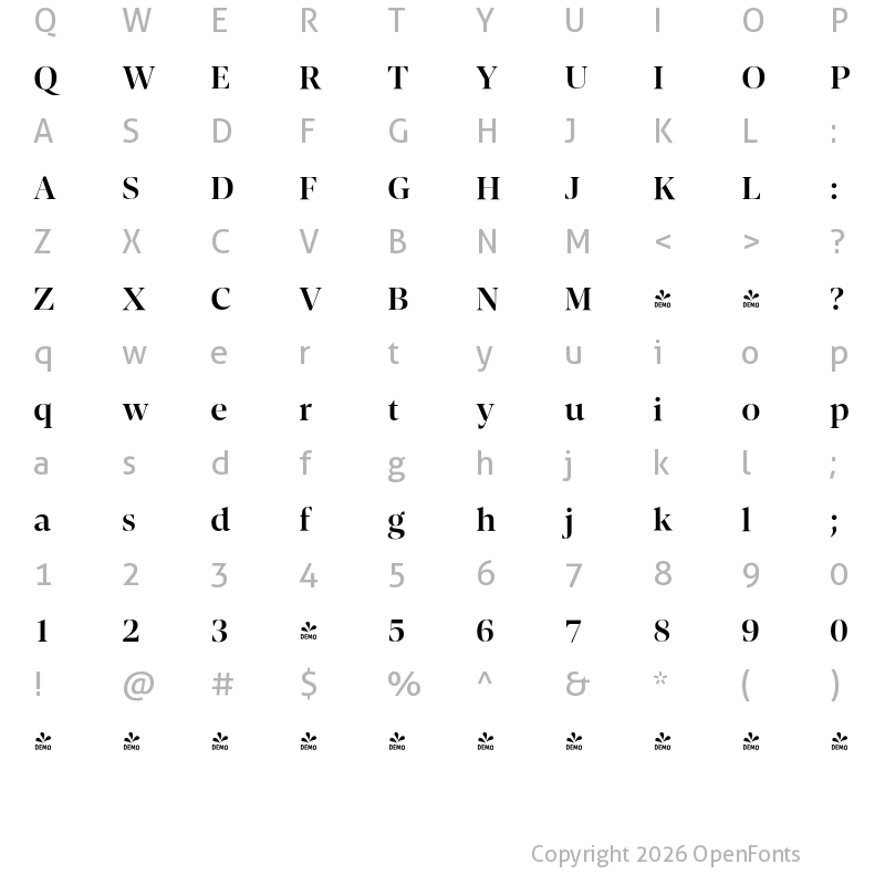 Character Map of FONTSPRING DEMO - Contane Semibold Regular