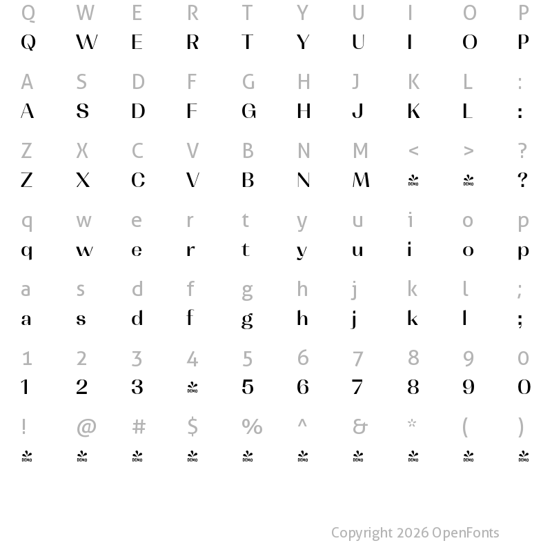 Character Map of FONTSPRING DEMO - Contrast Md Regular