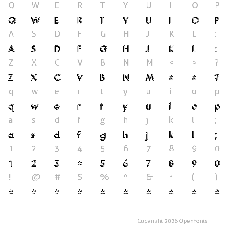 Character Map of FONTSPRING DEMO - Core Sans G Cube Regular