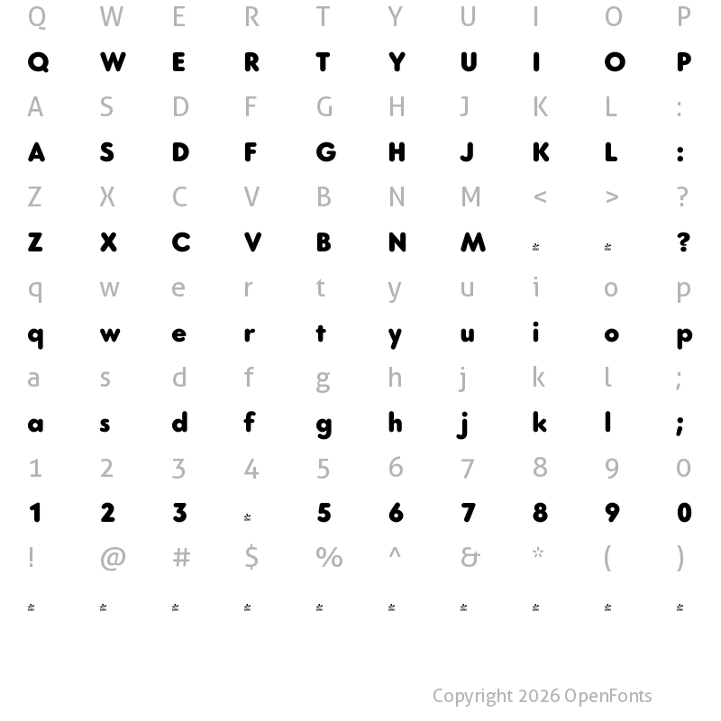 Character Map of FONTSPRING DEMO - Core Sans GS 85 Heavy Regular