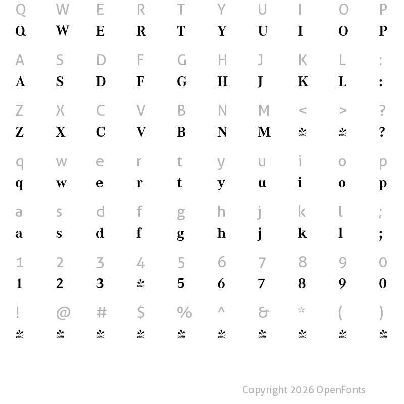 Character Map of FONTSPRING DEMO - Corporate A Bold