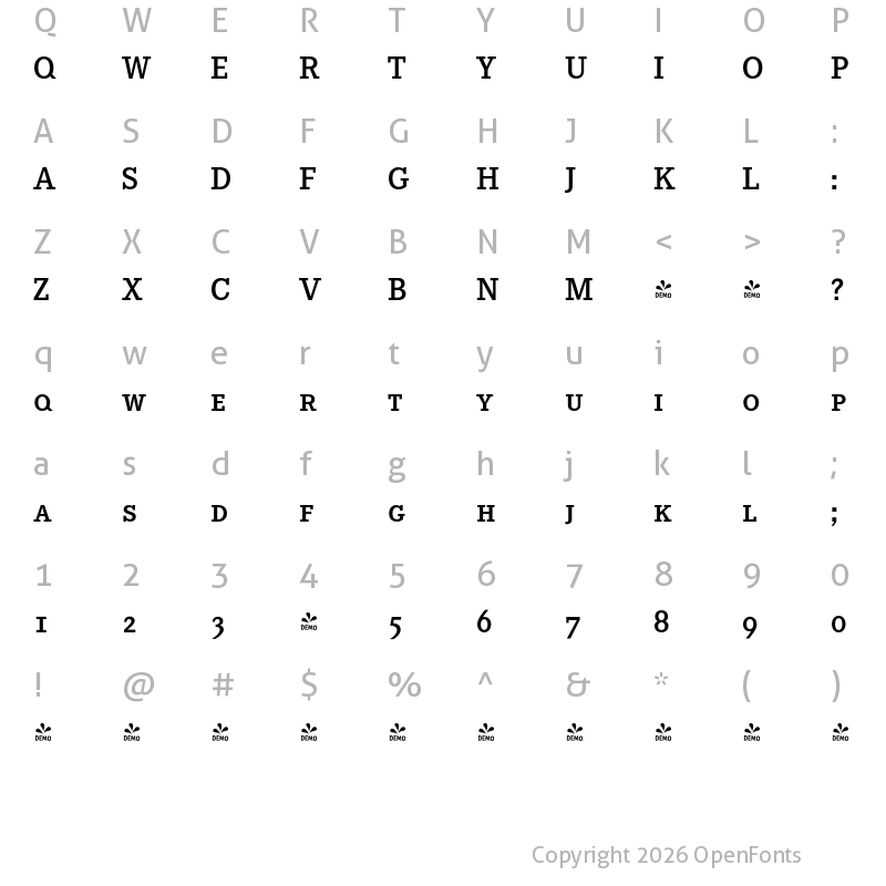 Character Map of FONTSPRING DEMO - CorporateESCTDem Regular