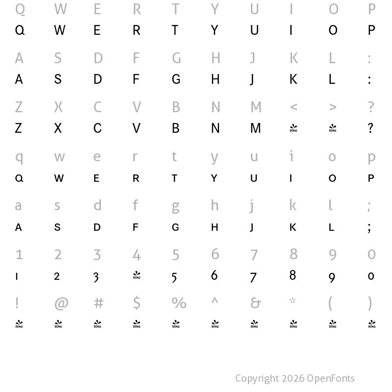 Character Map of FONTSPRING DEMO - CorporateSSCTMed Regular