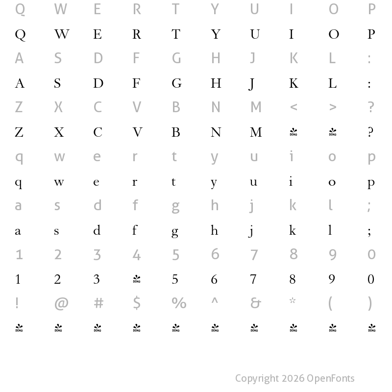 Character Map of FONTSPRING DEMO - Cromer Regular