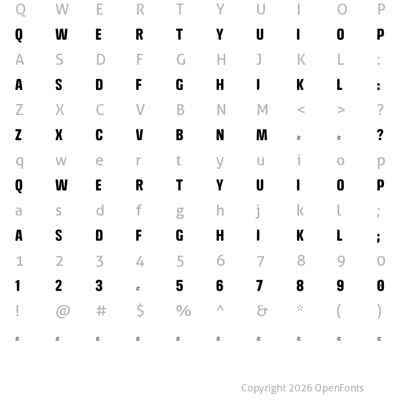 Character Map of FONTSPRING DEMO - Crossfit Headline Bold Regular
