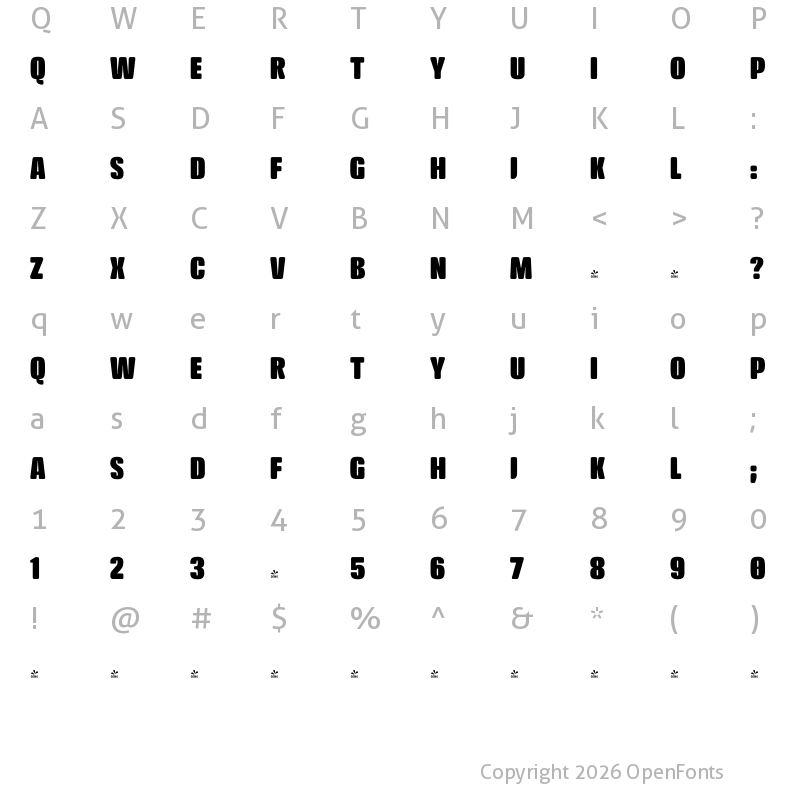 Character Map of FONTSPRING DEMO - Crossfit Headline Heavy Regular