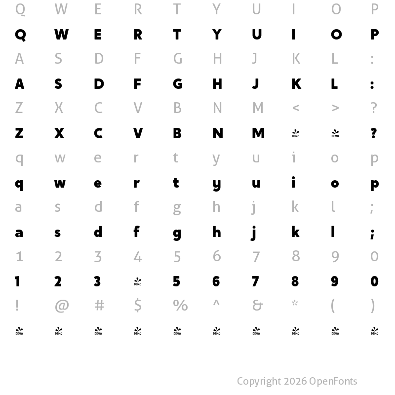 Character Map of FONTSPRING DEMO - Crossten Black Regular