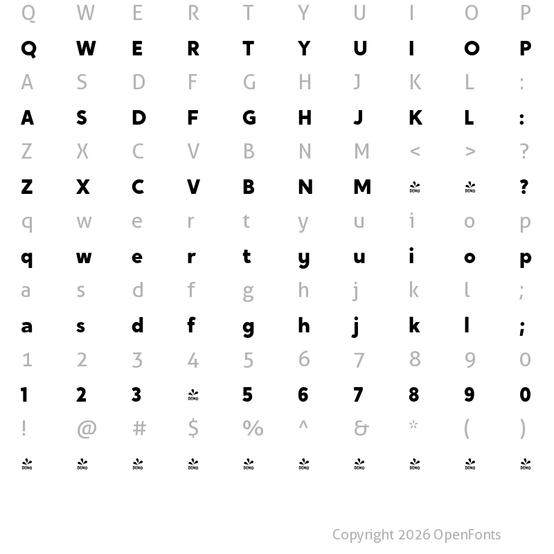 Character Map of FONTSPRING DEMO - Crossten Extrabold Regular