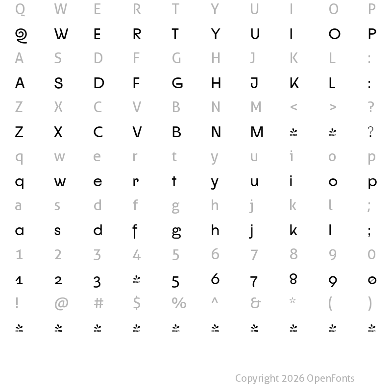 Character Map of FONTSPRING DEMO - CUKIER Regular