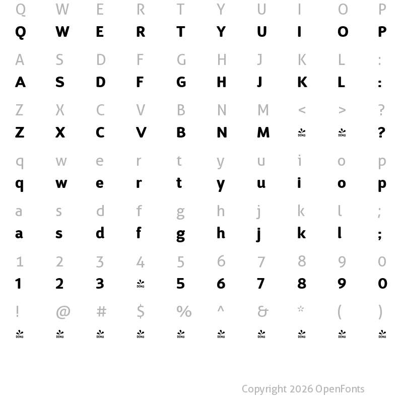 Character Map of FONTSPRING DEMO - D Sari Heavy Heavy