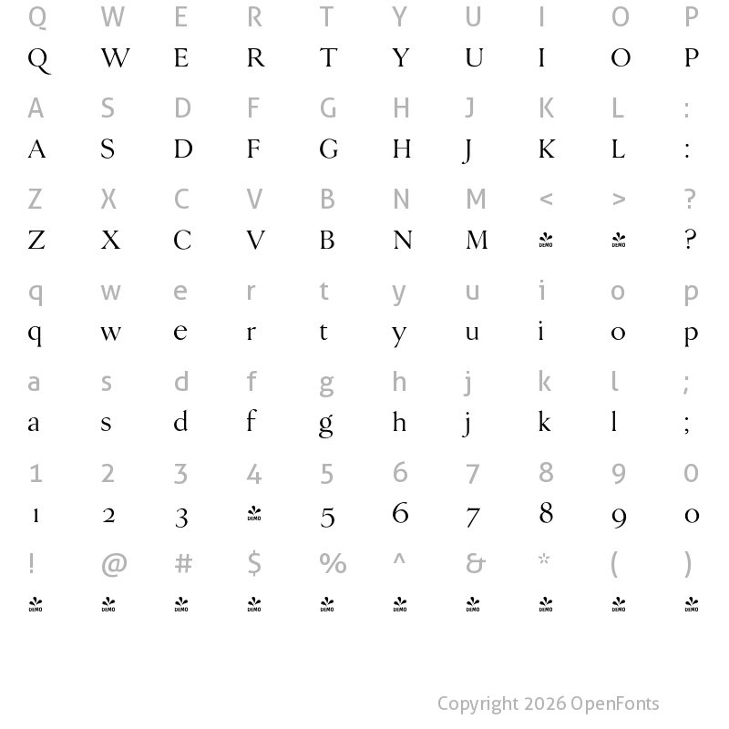 Character Map of FONTSPRING DEMO - DanmarkURWLig Regular