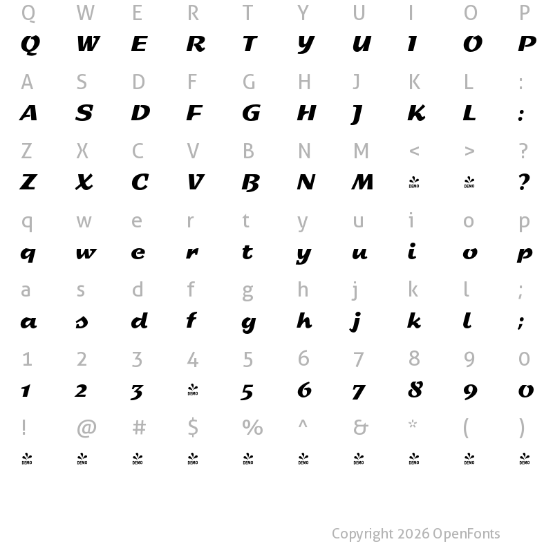 Character Map of FONTSPRING DEMO - Dash Regular