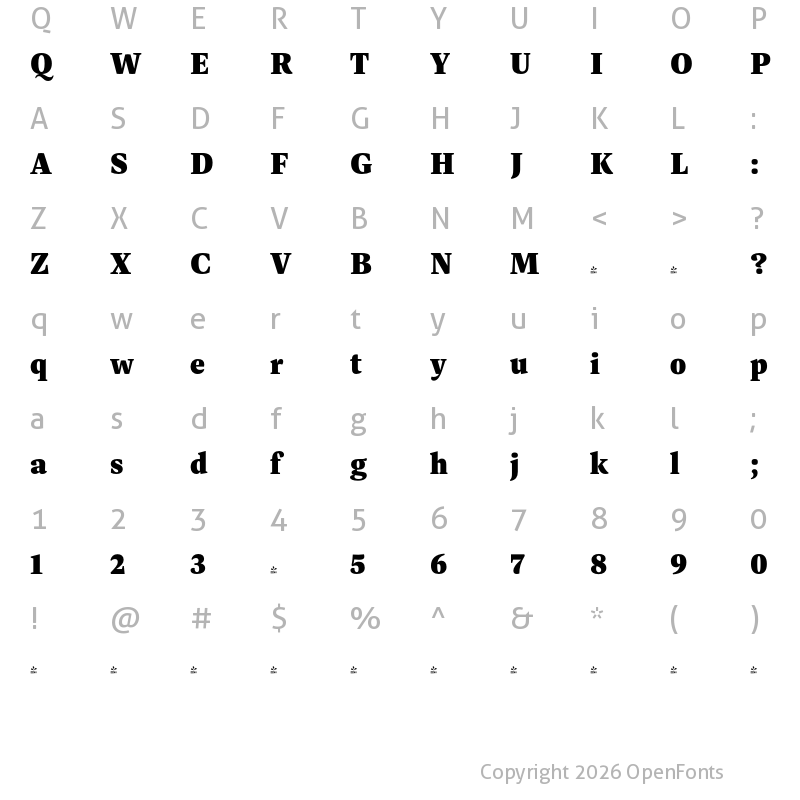 Character Map of FONTSPRING DEMO - Dashiell Bright Black Regular