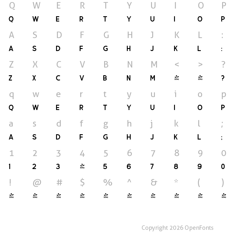 Character Map of FONTSPRING DEMO - Dawnton Regular