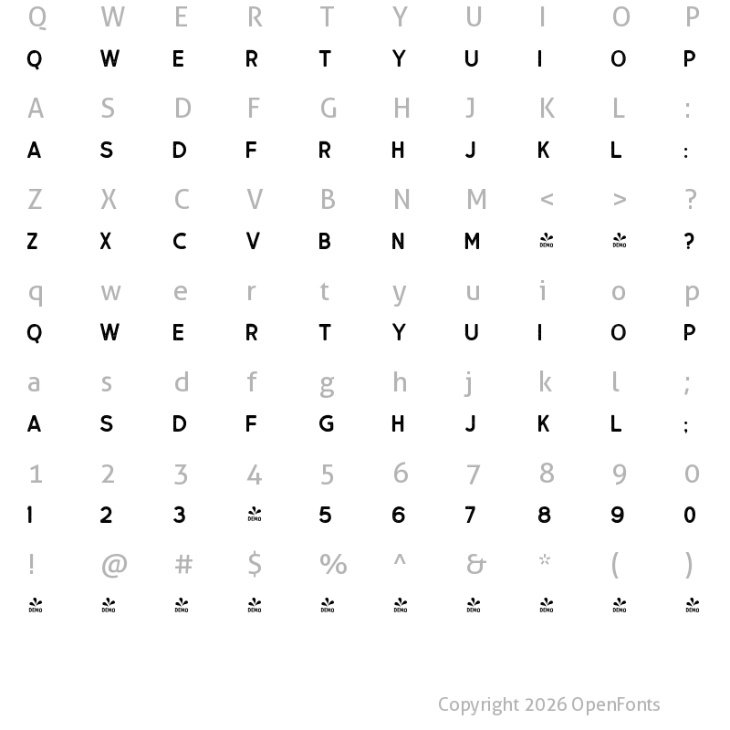 Character Map of FONTSPRING DEMO - Dawnton Rough
