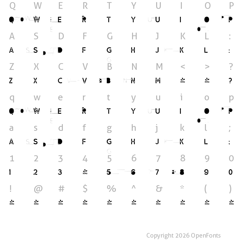 Character Map of FONTSPRING DEMO - Dawnton Stamp