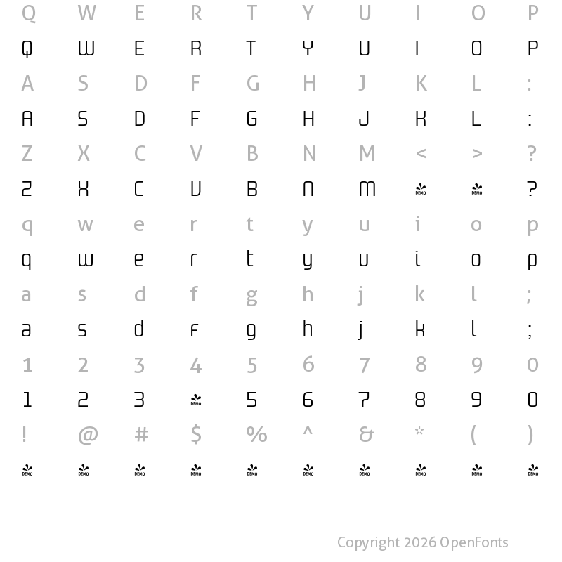 Character Map of FONTSPRING DEMO - Design System A 300R Regular
