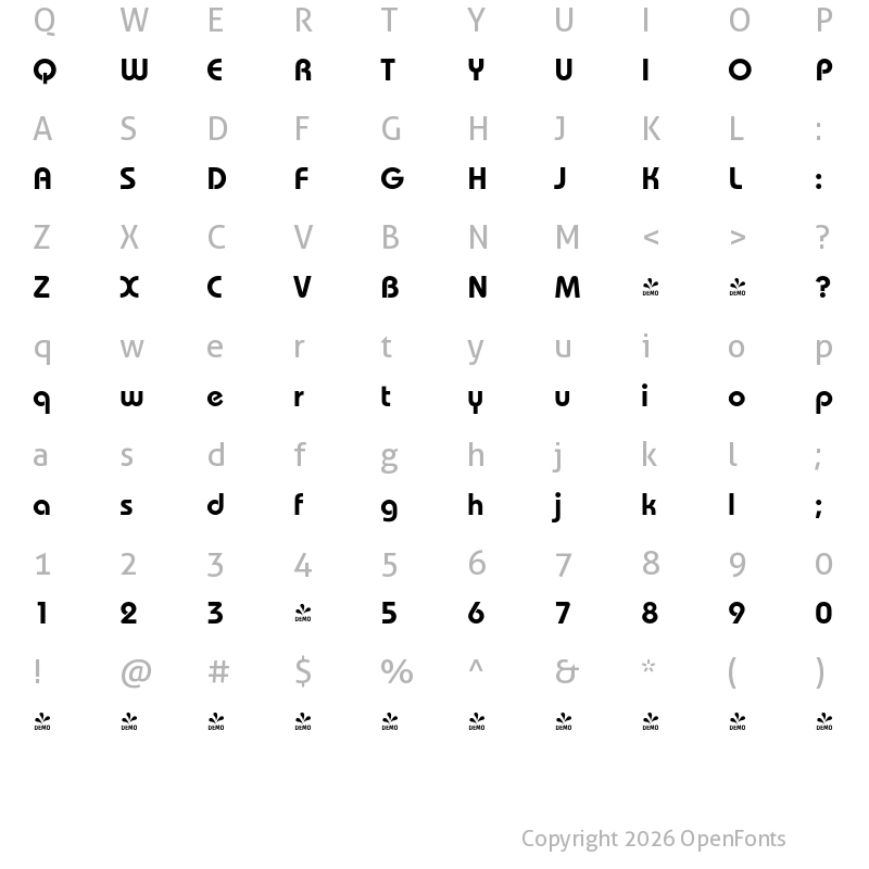 Character Map of FONTSPRING DEMO - Dessau Lt Bold