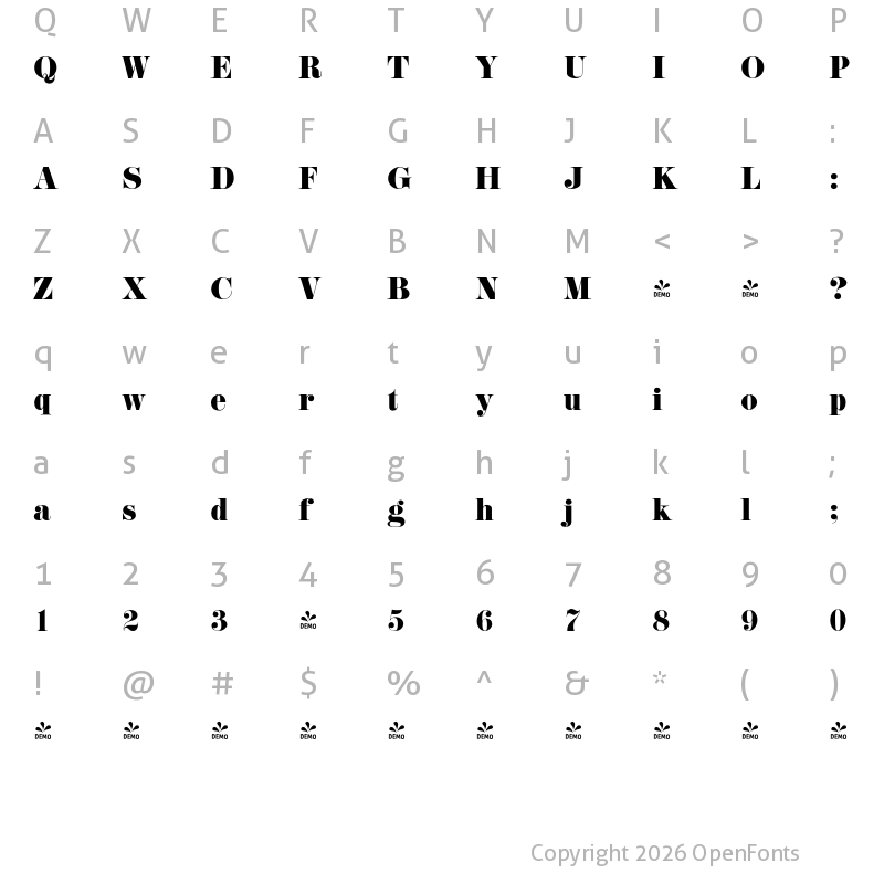 Character Map of FONTSPRING DEMO - DidoniURWDReg Regular