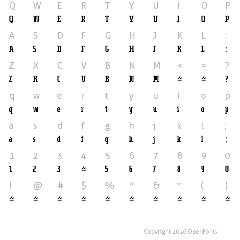 Character Map of FONTSPRING DEMO - Dietal Heavy Regular