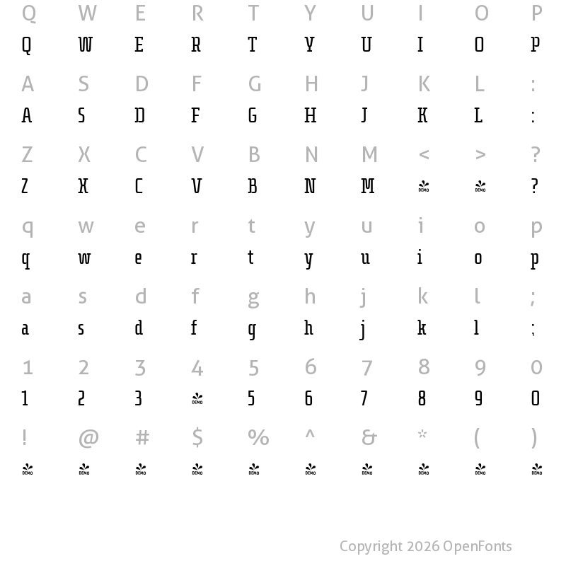 Character Map of FONTSPRING DEMO - Dietal Regular Regular