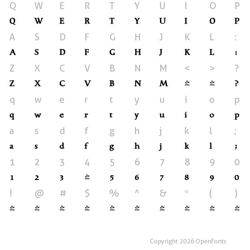 Character Map of FONTSPRING DEMO - Diorite Bold