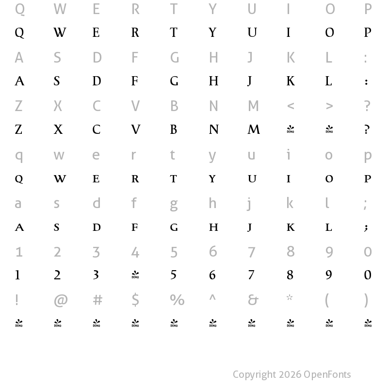 Character Map of FONTSPRING DEMO - Diorite Small Caps Regular