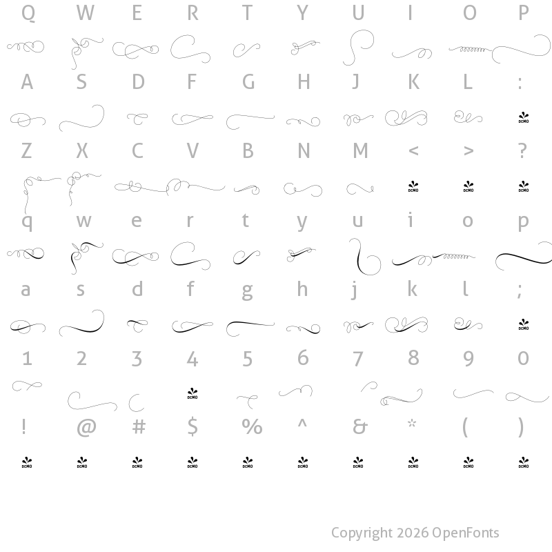 Character Map of FONTSPRING DEMO - Diploma Ornaments Regular