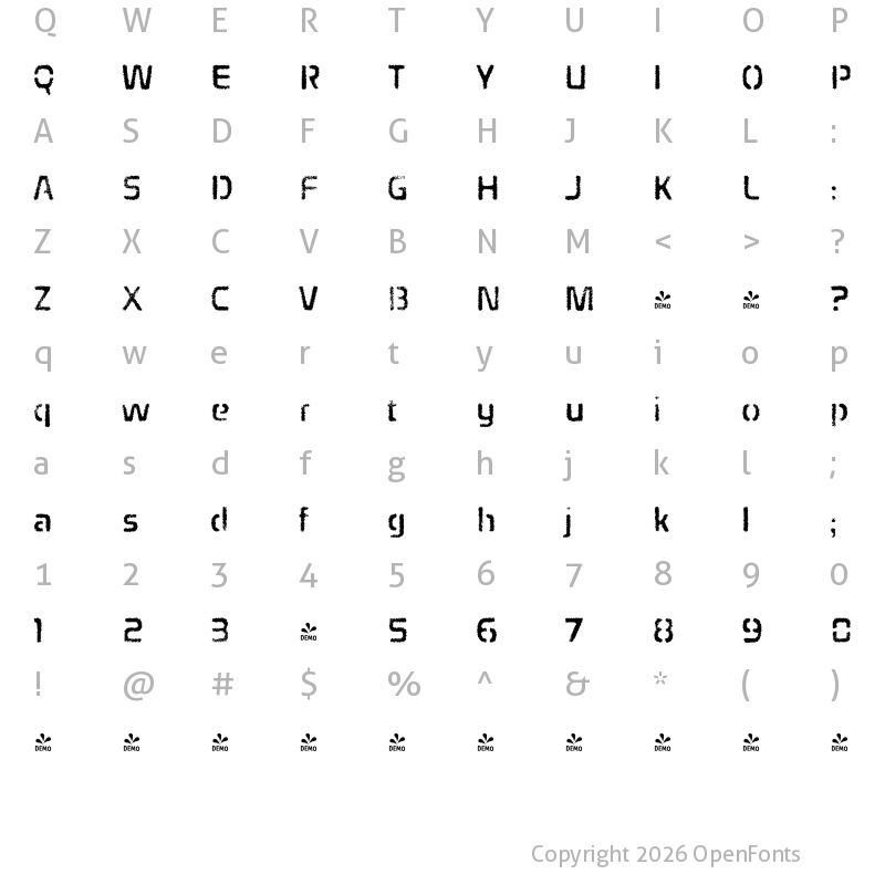 Character Map of FONTSPRING DEMO - Domyouji Spraypaint Regular