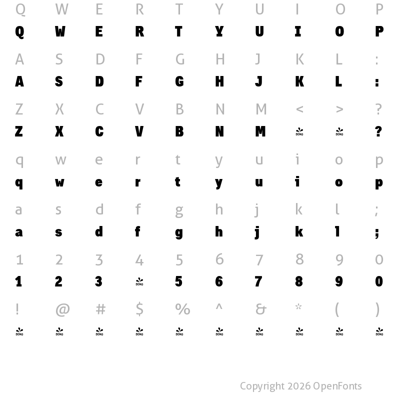 Character Map of FONTSPRING DEMO - Dopis Condensed Black Regular