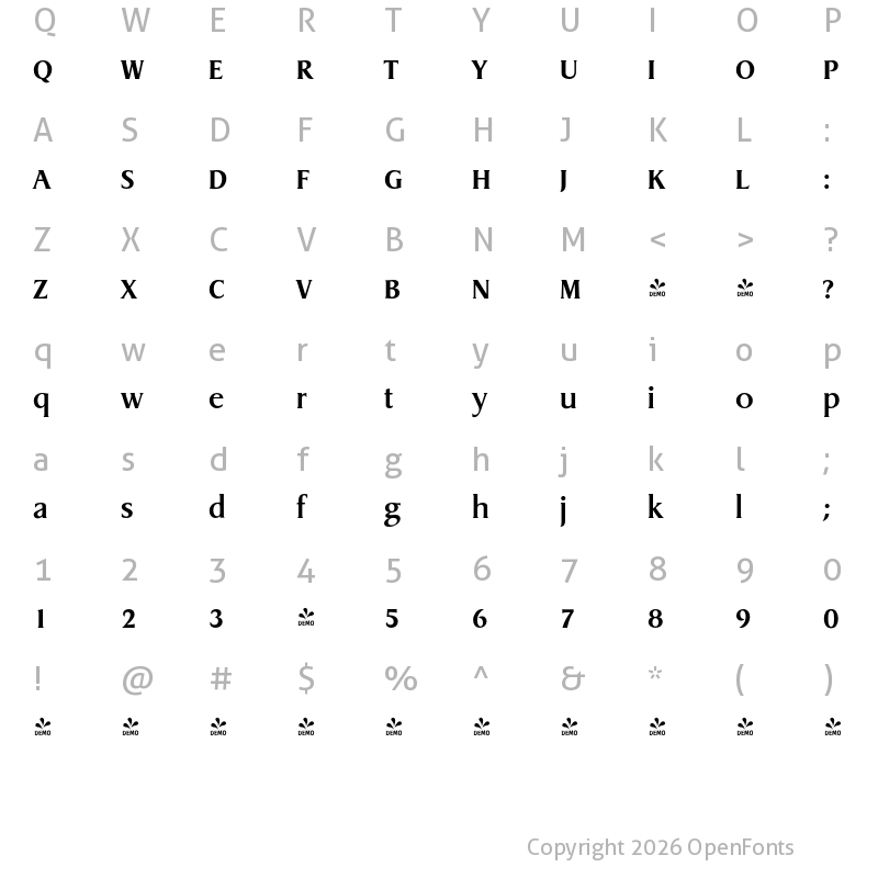 Character Map of FONTSPRING DEMO - Dragon Serial Bold