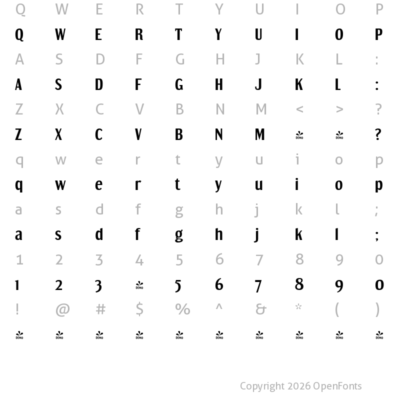 Character Map of FONTSPRING DEMO - Dream Orphanage Rg Bold