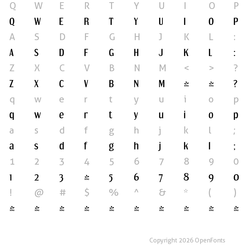 Character Map of FONTSPRING DEMO - Dream Orphanage Rg Regular