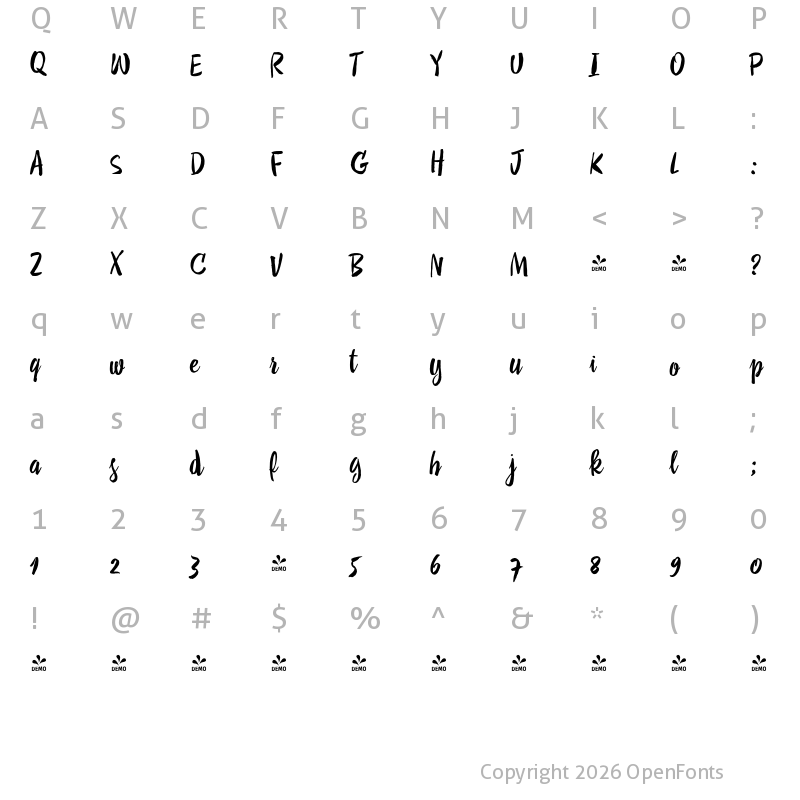 Character Map of FONTSPRING DEMO - Drina Regular