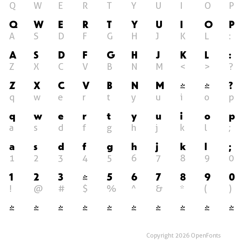 Character Map of FONTSPRING DEMO - dT Jakob Bold