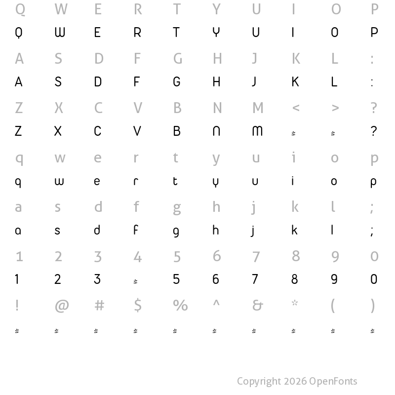 Character Map of FONTSPRING DEMO - Duepuntozero Pro Regular