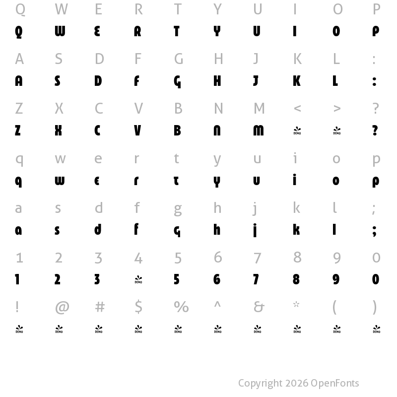 Character Map of FONTSPRING DEMO - Eastman Compressed Alt Black Regular