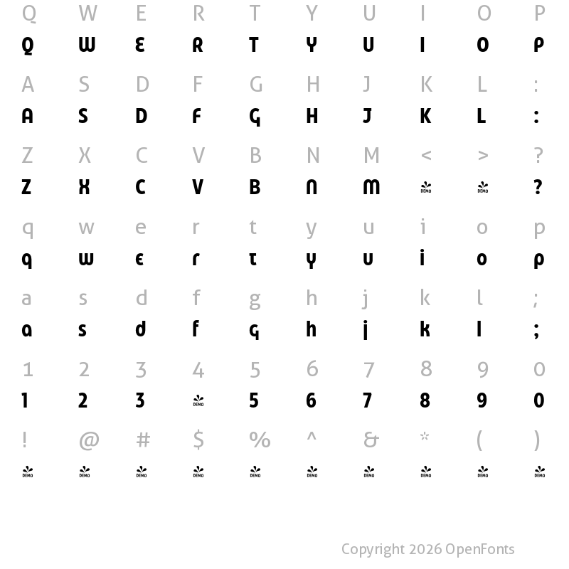Character Map of FONTSPRING DEMO - Eastman Condensed Alt Bold